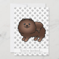 Brun Pomeranian Söt Tecknad Hund Födelsedagsfest