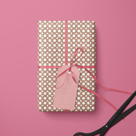 Brun Preppy Gingham Hjärtan- Presentpapper Rulle