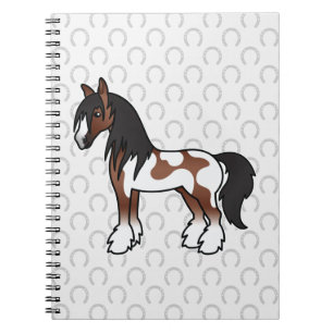 Brun prickig Gypsy Vanner / Shire / Clydesdale Anteckningsbok Med Spiral