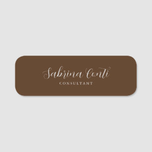 Brun Professionell-Trendig Kalligrafi Namnbricka