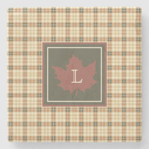 Brun pset Mönster Fall Maple Löv Monogram Stenunderlägg