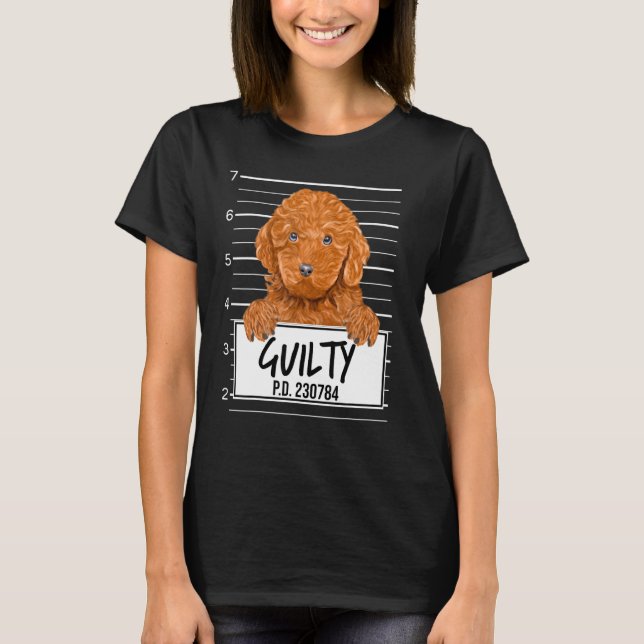 Brun Pudel Fotbulla Skyldig Hund T Shirt (Framsida)