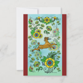 Brun Pudel som fångar ett franskt anteckningskort