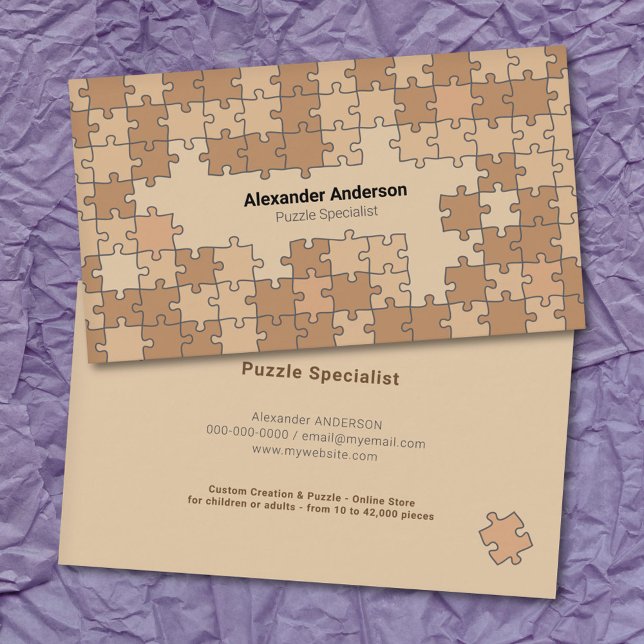 Brun puzzel visitkort (Brown Puzzle Business Card)