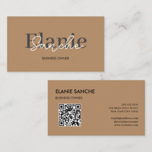 Brun QR-Trendig Elegant Modern Visitkort