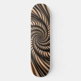 Brun randig spiral vortex - 3D optisk illusion Mini Skateboard Bräda 18,5 Cm