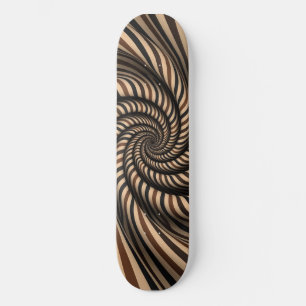 Brun randig spiral vortex - 3D optisk illusion Mini Skateboard Bräda 18,5 Cm