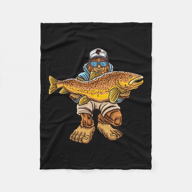 Brun regnbåge Fiske Bigfoot Hunting Fisherme Fleecefilt (Framsidan)