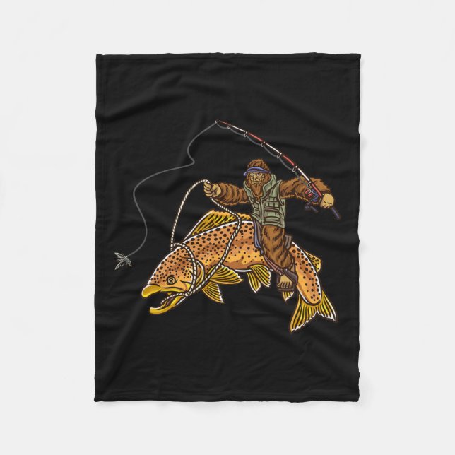 Brun regnbåge Fiske Bigfoot Hunting Fisherme Fleecefilt (Framsidan)