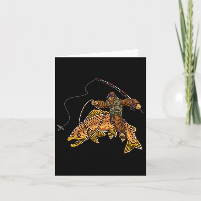 Brun regnbåge Fiske Bigfoot Hunting Fisherme Kort (Framsida)