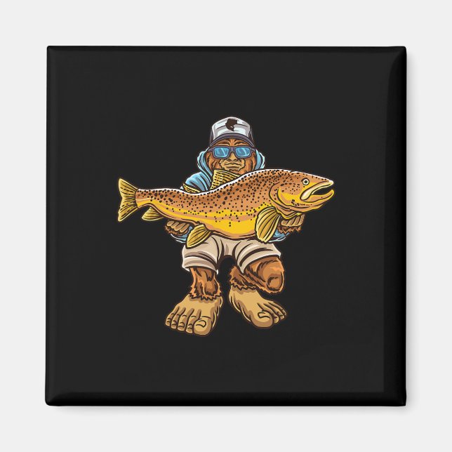 Brun regnbåge Fiske Bigfoot Hunting Fisherme Magnet (Framsidan)