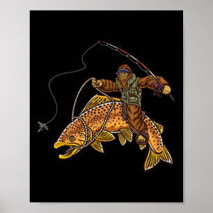 Brun regnbåge Fiske Bigfoot Hunting Fisherme Poster