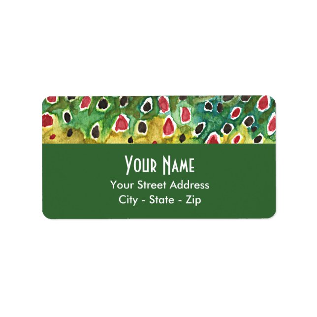 Brun regnbågsfiske adressetikett (Framsidan)