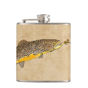 Brun regnbågsfiske fickplunta