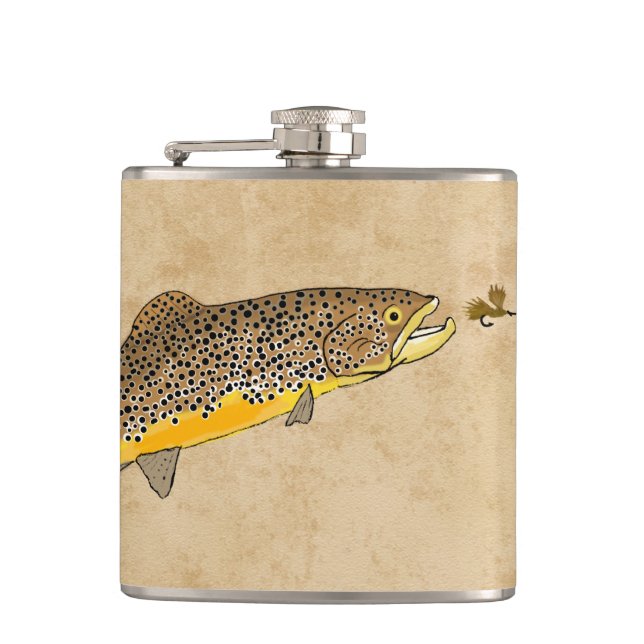 Brun regnbågsfiske fickplunta (Framsidan)