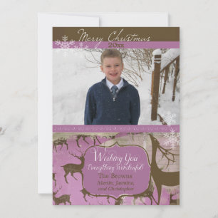 Brun renar på Lavender Photo Helgdag Card Julkort