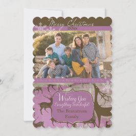 Brun renar på Lavender Photo Helgdag Card Julkort