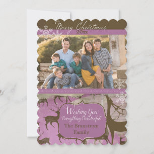 Brun renar på Lavender Photo Helgdag Card Julkort