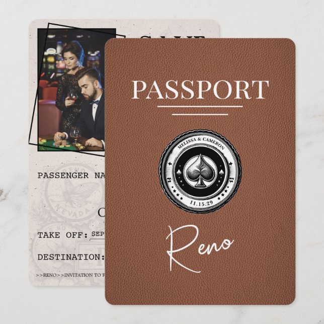 Brun Reno Passport spara datum Datumet (Fram/baksida)