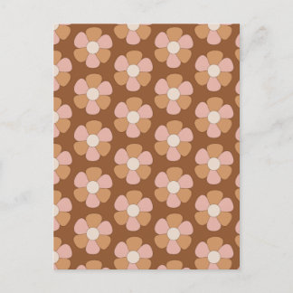 Brun Retro 70s Neutralt Flowers Vykort