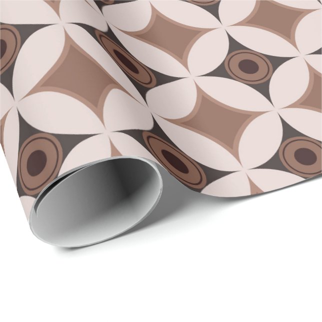 Brun Retro Atomisk 50-tals Diamantmönster Presentpapper (Rullad Hörn)