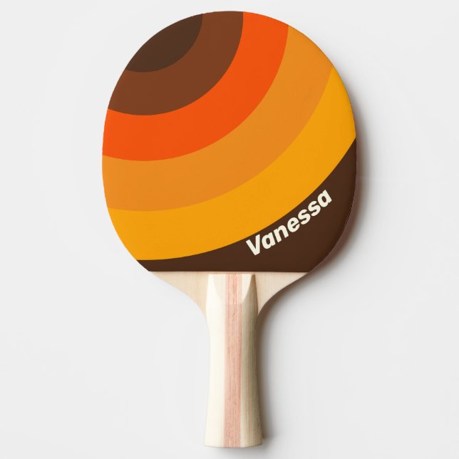 Brun Retro Cirkulär Rand med Namn Pingisracket (Framsidan)