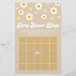 Brun Retro Daisy Bingo Baby Shower-spel Brevpapper