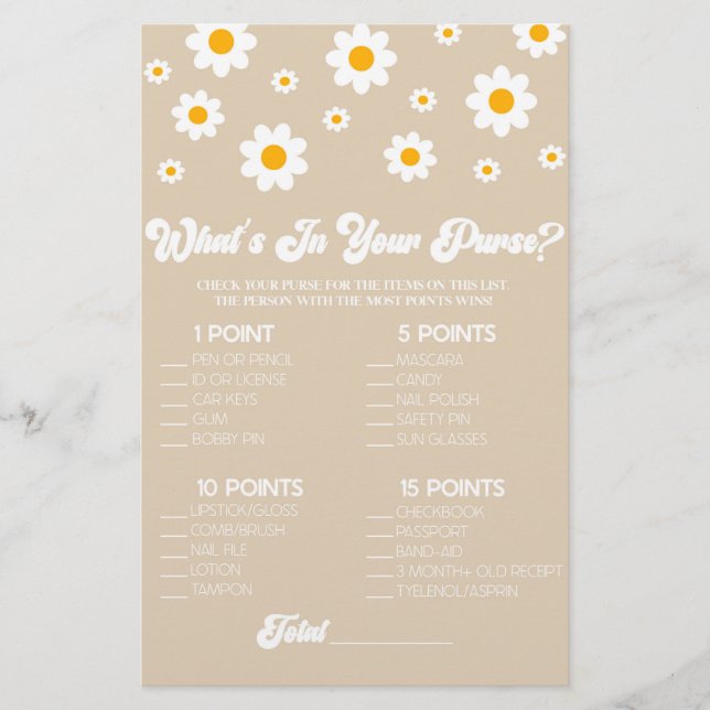 Brun Retro-Daisy, vad är i låst babylåda? Brevpapper (Framsida)