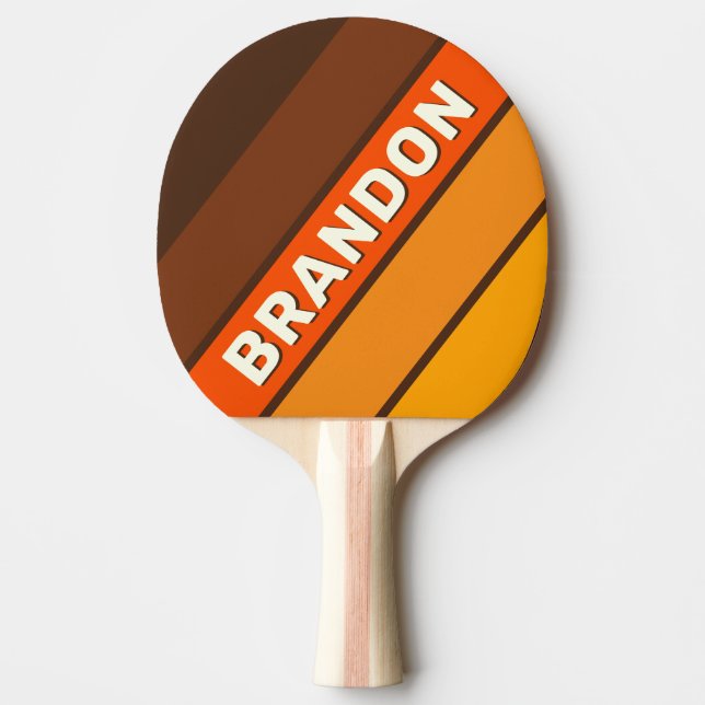 Brun Retro Djärvt Randigt med Namn Pingisracket (Framsidan)