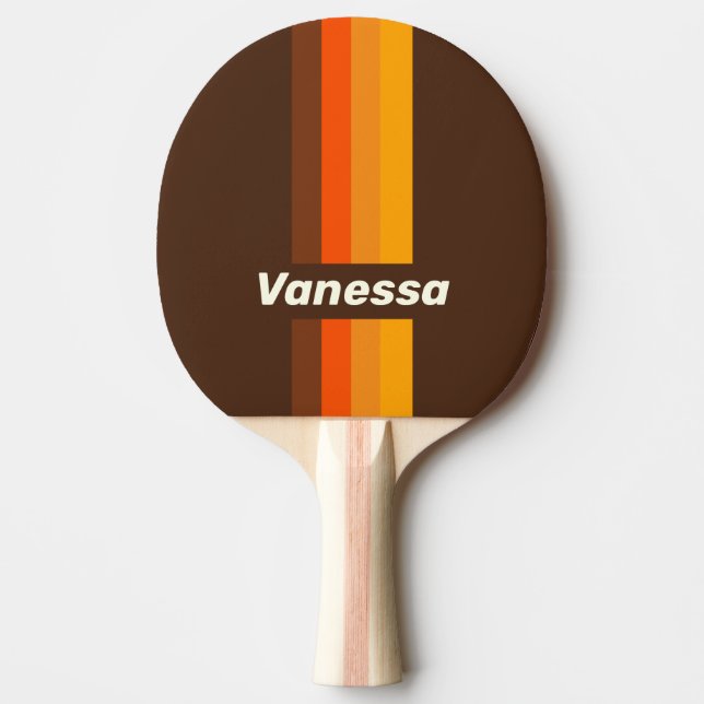Brun Retro Pin-rand med namn Pingisracket (Framsidan)