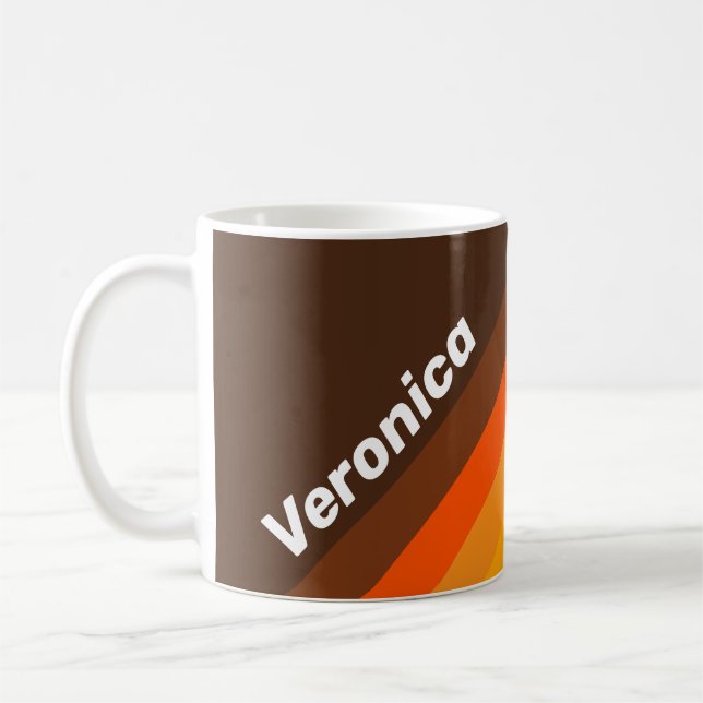 Brun Retro Randig med Namn Kaffemugg (Vänster)