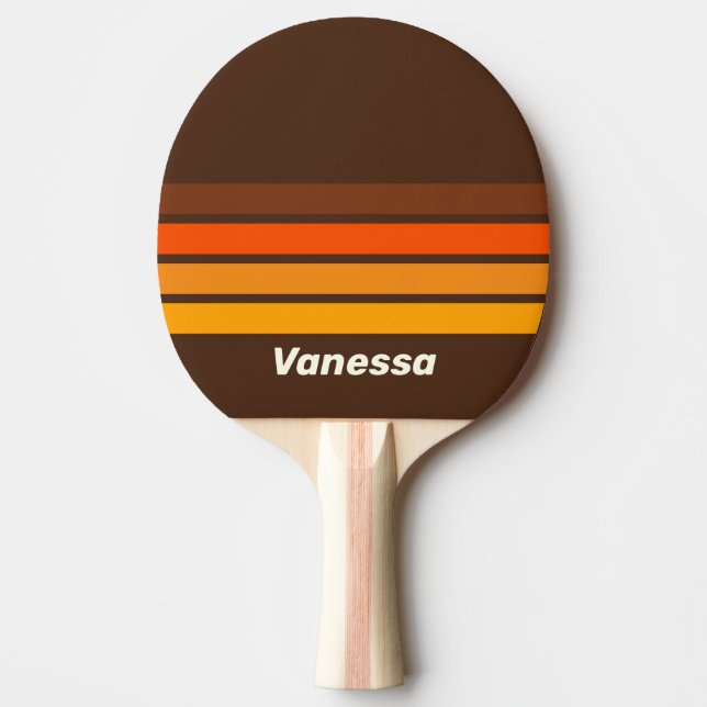Brun Retro Tvärstripning med Namn Pingisracket (Framsidan)