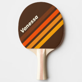 Brun Retro Vinklad Rand med Namn Pingisracket