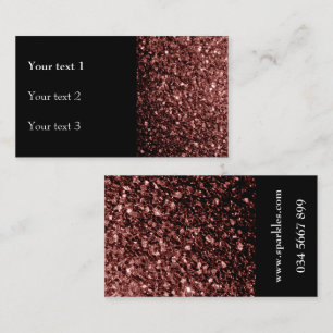 Brun röd faux glany glitter-sparkler och svart visitkort