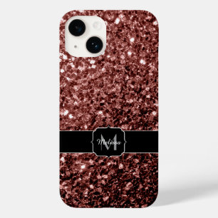 Brun röd faux Glitter-sparkles Monogram