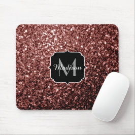 Brun röd faux Glitter-sparkles Monogram Musmatta