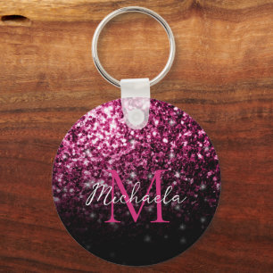 Brun röd faux Glitter-sparkloner som använder Mono Nyckelring