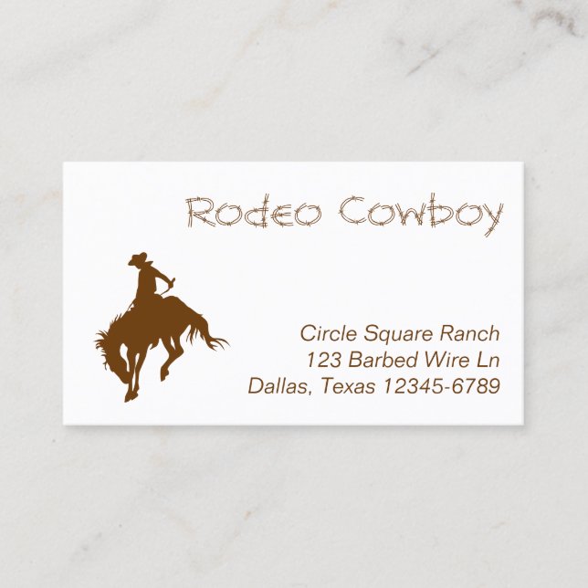 Brun Rodeo Cowboy Visitkort (Framsida)