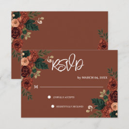 Brun Romantisk Trädgård Blommig Bröllops-RSVP OSA Kort