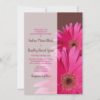 Brun & Rosa Gerbera Daisy Bröllopinbjudan Inbjudningar