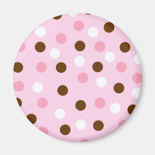 Brun & rosa polka dots magnet