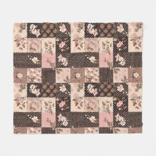 Brun Rosa Quilt Lappteknik Gingham Cottagecore Fleecefilt