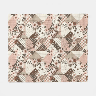 Brun Rosa Quilt Lappteknik Gingham Cottagecore Fleecefilt