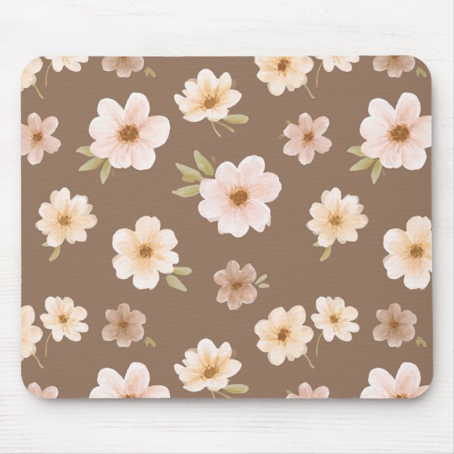Brun Rosakräm Blommig Musmatta (Framsidan)