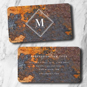Brun rosmetallisk Struktur monogram - inledande Visitkort