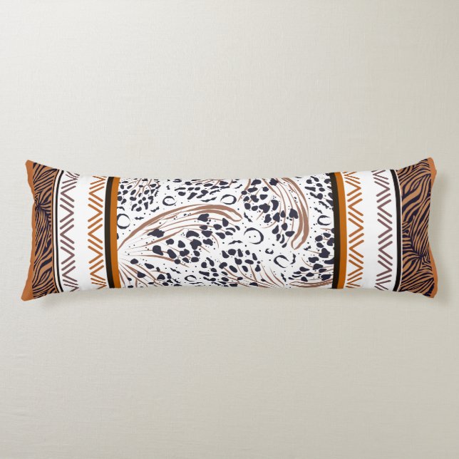 Brun, rost, svartdjursgrafik kroppskudde (Framsidan)