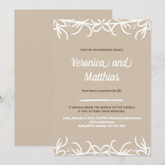 Brun rustic blommig bröllopsannons inbjudningar