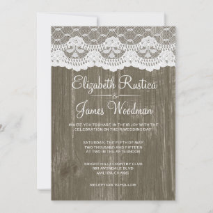 Brun Rustic Snöre & Barn Wood bröllopsinbjudningar Inbjudningar