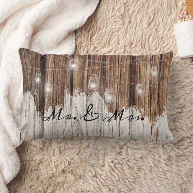 Brun Rustik Trä med Ljus anpassningsbart Lumbarkudde (Filt)