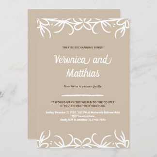 Brun rustika blommor bröllopsinbjudan inbjudningar